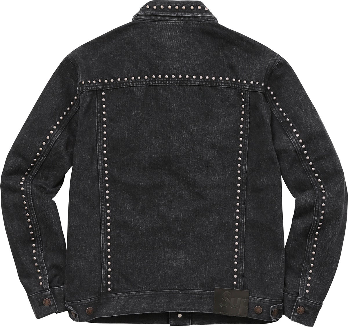 Studded Denim Trucker Jacket view 5